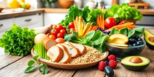 Healthy meal with fresh ingredients for belly fat loss.